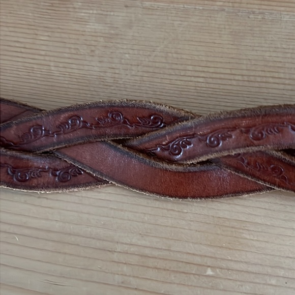 J. Crew Braided and Embossed Brown Leather Belt. - Picture 5 of 10